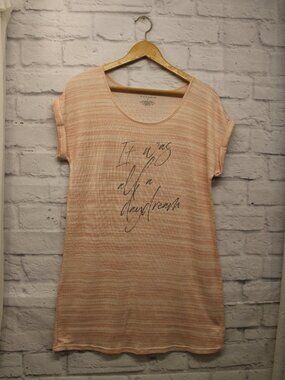 Danskin Medium Light Pink Marled Shortsleeve Knit Nightgown Summer Lounge Comfy